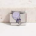 Maillon de bracelet italien avec motif glace en émail violet en acier inoxydable - Glace Violette (MK-825)