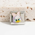 Maillon de bracelet italien avec motif Daisy Duck en émail sur acier inoxydable - Motif Daisy Duck (MK-1043)