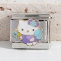 Charm modulaire italien Hello Kitty en robe violette pour bracelet DIY ajustable - Figurine Hello Kitty (MK-1173)