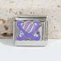 Charm modulaire italien avec motifs planètes en rose et violet pour bracelets DIY - Motif de Planète Céleste (MK-1240)
