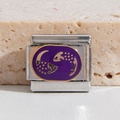 Maillon de bracelet italien avec motif poisson en émail violet sur acier argenté - Motif Poissons Violet (MK-1568)