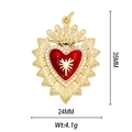 18k gold plated sacred heart necklace pendant with red enamel and crystals, 35mm height - Sacred Heart Ray Style (DZ-011)