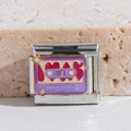 Maillon italien pour bracelet avec design de cassette rétro en acier inoxydable violet - Motif Cassette Rétro (MK-1718)