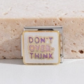Maillon de bracelet italien avec cadre doré et texte Don't Over-think en paillettes - DON'T OVER-THINK (MK-1785)