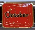 DIY October birthstone month charm with red enamel and gold-tone stainless steel finish - October (MK-665)