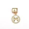 Italian charm link bracelet component featuring a 18k gold plated bow pendant - Gold Bowknot Style (MKDZ-189)