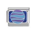 Blue planet charm for Italian modular bracelet in gold-plated stainless steel - Avatar Planet (MK-315) / 18K Gold