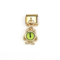 Italian charm bracelet link featuring a gold monster pendant with a green eye - Green Eye One-Eyed Monster Style (MKDZ-019)