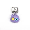 Purple cat charm with bicolor eyes on stainless steel link for modular necklaces - Purple Odd Eyed Cat Style (MKDZ-122)