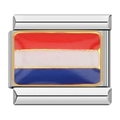 Maillon modulaire en acier inoxydable avec drapeau néerlandais pour bracelet élastique - Drapeau des Pays-Bas (MK-78)