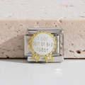 Italian style stainless steel modular charm bracelet featuring an 'I got out of bed' medal - I Got Out Of Bed Today (MK-1506)
