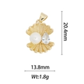 Ciondolo a conchiglia dorata con perla e zircone, dimensioni 20,4mm per 13,8mm in dettaglio - Design Conchiglia Perla Zirconia (DZ-1200)