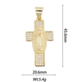 Dettaglio del ciondolo a croce placcato oro 18k con rilievo della Vergine Maria e zirconi - Croce Vergine di Guadalupe (DZ-1213)