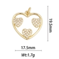 Ciondolo a cuore in oro 18k con zirconi incastonati, dimensioni 19,5 mm x 17,5 mm - Design Multi-Cuore Vuoto (DZ-1214)