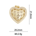 Dettaglio del ciondolo a cuore placcato oro 18k con zirconi e dimensioni di 21x20mm - Cuore Vuoto con Micro-Pavé (DZ-1216)