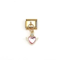 Italiaanse bedelarmband schakel met goudkleurige vleugel hart hanger en roze steen - Engelenvleugels Roze Hart (MKDZ-011)