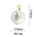 Baroque natural pearl pendant with golden lightning bolt and blue stones, 17.8mm height - Blue Stone Lightning Style (DZ-1354)
