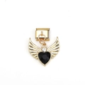 Italian charm link with gold winged black heart and sparkling crystal detail - Black Heart with Wings Style (MKDZ-045)