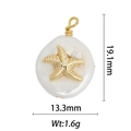 Detailed view of 18k gold plated starfish charm with a round white natural pearl - Starfish Style (DZ-1360)