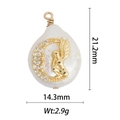 Baroque pearl pendant with gold angel and moon design showing size specifications - Angel Moon Style (DZ-1364)