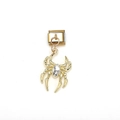 Golden spider charm for Italian bracelets with a large marquise-cut clear crystal inlay - Gold Spider Style (MKDZ-078)