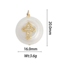 Detail view of round white pearl pendant with golden zircon cross, 20mm height - Round Pearl Cross Style (DZ-1367)