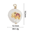 Detail view of baroque pearl pendant with 18k gold elephant inlay and measurements - Golden Elephant Style (DZ-1370)