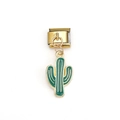 Fashionable 18k gold plated bracelet charm with a green enamel cactus pendant design - Green Cactus Style (MKDZ-128)