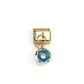Italian charm link with gold-plated metal base and blue enamel flower pendant accessory - Blue Flower Style (MKDZ-134)
