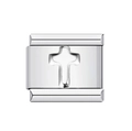 Italian modular charm in silver finish featuring a classic religious cross design - Cross Silver Charm (MKBD-164)