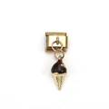 Gold-plated 18k modular link featuring a chocolate ice cream cone charm for DIY bracelets - Chocolate Ice Cream Style (MKDZ-146)
