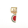 Italian charm link with gold plated stainless steel and enamel watermelon pendant - Watermelon Slice Style (MKDZ-158)