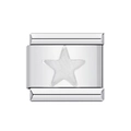 Italian charm bracelet starter link in polished stainless steel with star design - Silver Star Link (MKBD-184)