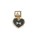 Modular link charm with gold heart and black enamel featuring a 3D gold bow accent - Black Heart Bowknot Style (MKDZ-159)