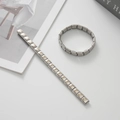 Bracciali modulari italiani in acciaio inossidabile con cuori dorati in vista aperta e chiusa - Cuore Svuotato con Accento Dorato (BD-55) / Argento e Oro
