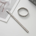 Dettaglio di bracciali modulari Italian Charm in acciaio con icone a cuore e infinito - Stile Freccia nel Cuore (BD-51) / Argento