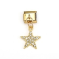 Italian style link bracelet charm featuring a gold star pendant with clear crystals - Rhinestone Star Style (MKDZ-177)