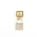 18k gold plated padlock charm with pave crystal inlay for bracelets and necklaces - Rhinestone Padlock Style (MKDZ-180)