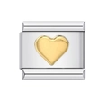 Silver modular link charm with a 18k gold heart accent made of stainless steel - Gold Heart Silver Base (MKBD-160)