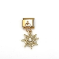 Golden Italian charm link with spider web pendant and central sparkling cubic zirconia - Gold Spider Web Style (MKDZ-183)