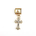 Italian style gold plated charm with cross pendant and sparkling zircon stones - Rhinestone Cross Style (MKDZ-185)