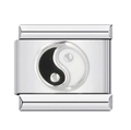 Italian charm bracelet link made of stainless steel with a black and white Yin Yang symbol - Black White Tai Chi (18)
