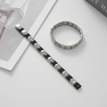 Bracciali modulari italiani in acciaio inossidabile argento e nero per uomo e donna - Cinturino Nero e Argento (BD-286) / Bicolore Nero E Argento