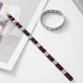 Dettaglio maglie modulari in acciaio inossidabile argento, nero e bordeaux - Cinturino Tricolore (BD-290) / Viola, Nero e Argento Tricolore