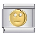 Italian modular charm in stainless steel with a golden smiley face element - Gold Smiley Silver Base (MKBD-102)