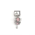 Italiaanse bedelarmband met zilveren gevleugelde hartstaf en roze kristallen - Dromerige Hart Scepter (MKDZ-010)