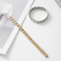 Dettaglio macro dei bracciali modulari in acciaio inossidabile argento e bicolore - Cinturino Modulare Bicolore (BD-20) / Bicolore Oro Argento