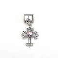 Italiaanse charm armband schakel met een zilveren kruis en roze hart steen - Roze Hart Kruis (MKDZ-025)