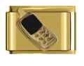 Italian gold charm link featuring a retro 3D mobile phone design for DIY bracelets - Vintage Phone Shape (MK-486)