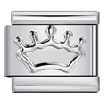Italian style stainless steel modular link with polished silver crown charm design - Silver Small Crown (MKBD-211)